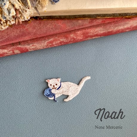 子猫のNoah（ノア）くん/ブルー/刺繍アイロンワッペン