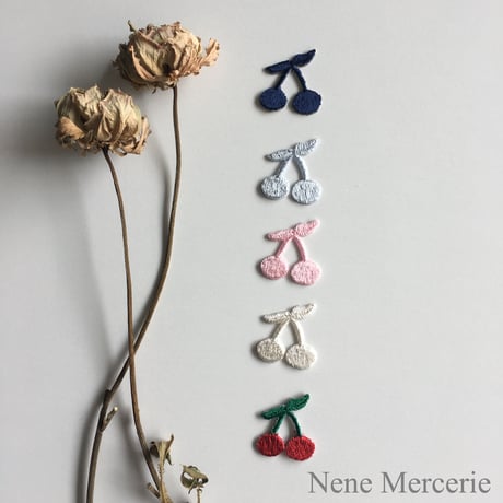 さくらんぼ/5色/5枚セット/刺繍アイロンワッペン