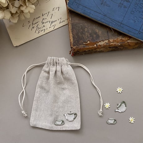 Tea  Set/カップ&ポットの2枚セット/刺繍アイロンワッペン