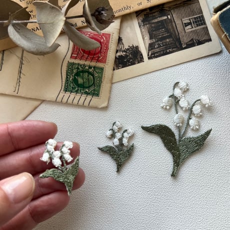 小さなすずらん/２枚セット/刺繍アイロンワッペン