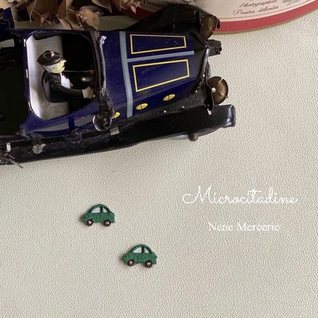 ミニカー/グリーン/2枚セット/刺繍アイロンワッペン