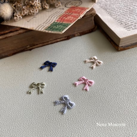 リボン/5色/刺繍アイロンワッペン 5枚セット