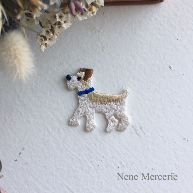 テリア ポールくん/ブルー/刺繍アイロンワッペン | ネネメルスリー テリア ポールくん/ブルー/刺繍アイロンワッペン | ネネメルスリー