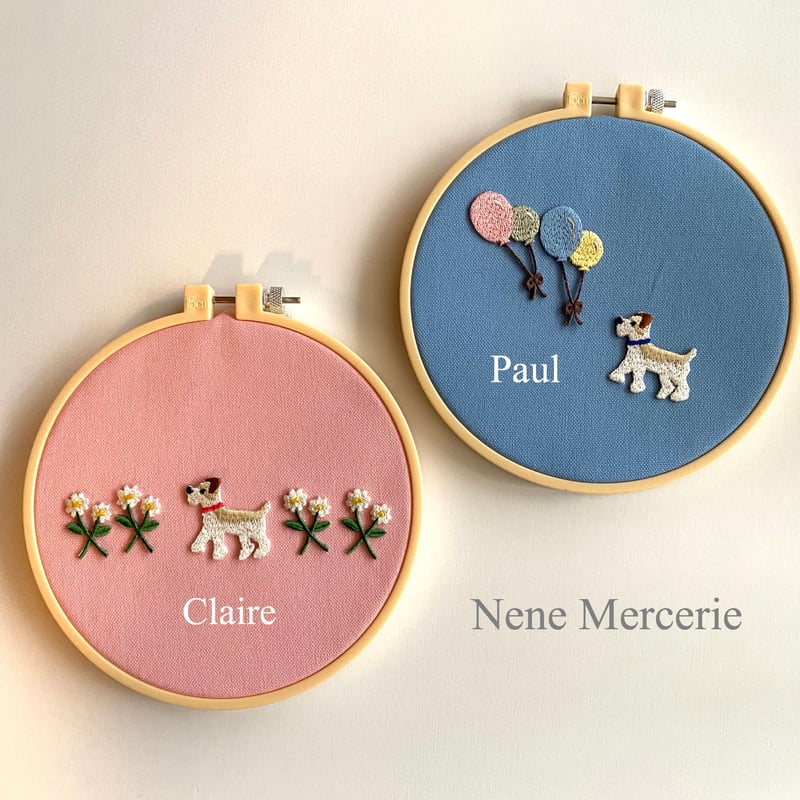 テリア ポールくん/ブルー/刺繍アイロンワッペン | ネネメルスリー テリア ポールくん/ブルー/刺繍アイロンワッペン | ネネメルスリー