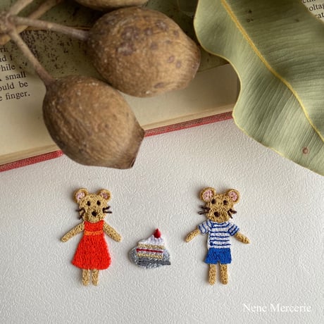 ネズミの男の子ポアロくん/1枚/刺繍アイロンワッペン