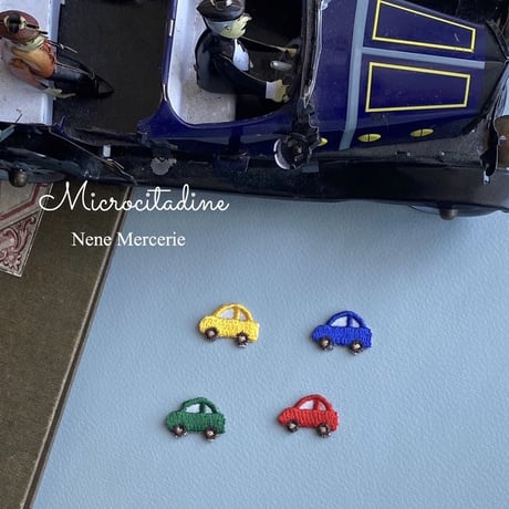 ミニカー/4色/4枚セット/刺繍アイロンワッペン