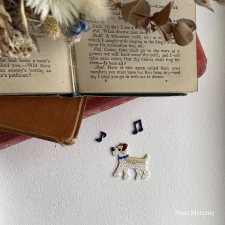 音符ネイビー/ 2種類2枚セット/刺繍アイロンワッペン
