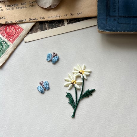 ちょうちょ【ブルー】2個セット /アイロンワッペン/刺繍