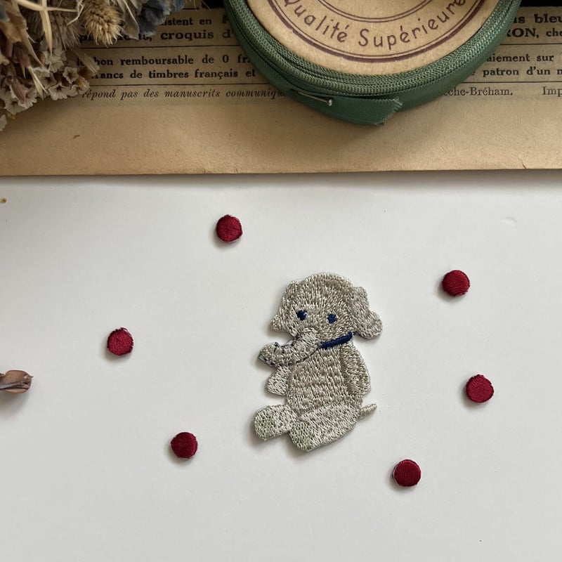 ドット[レッド] / 6枚セット/刺繍アイロンワッペン | ネネメルスリー