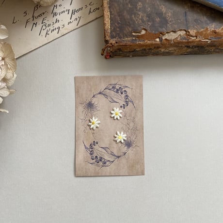 マーガレットのお花/3枚セット/刺繍アイロンワッペン