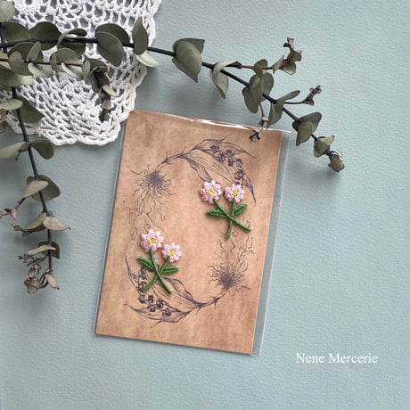 ピンクの小さなお花/2枚セット/刺繍アイロンワッペン