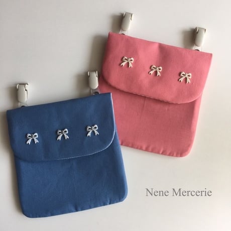 リボン/グリーン/刺繍アイロンワッペン 2枚セット