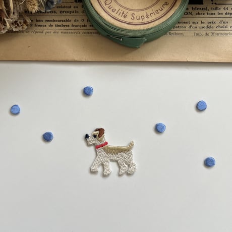ドット[ブルー] / 6枚セット/刺繍アイロンワッペン