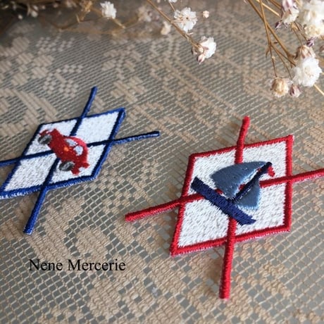 アーガイル/くるま/刺繍アイロンワッペン