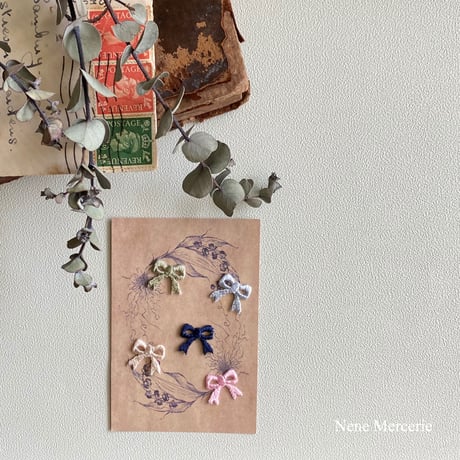リボン/5色/刺繍アイロンワッペン 5枚セット