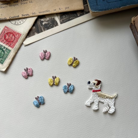 ちょうちょ【イエロー】2個セット /アイロンワッペン/刺繍