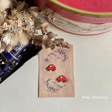 ミニカー/レッド/2枚セット/刺繍アイロンワッペン