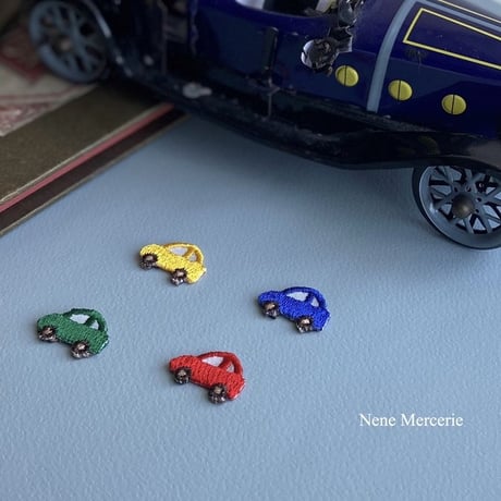 ミニカー/4色/4枚セット/刺繍アイロンワッペン