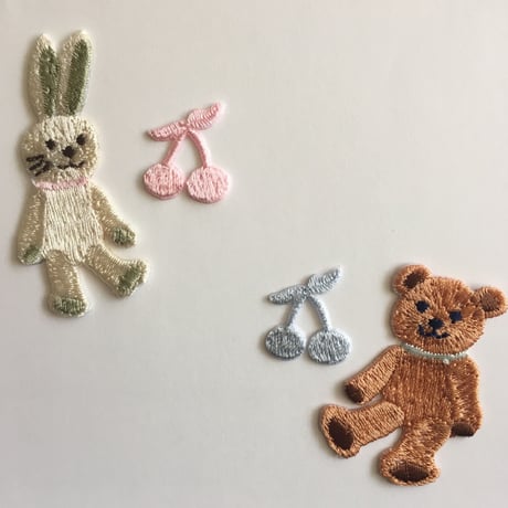 さくらんぼ/ピンク/3枚セット/刺繍アイロンワッペン