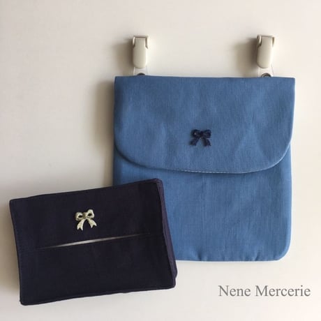 リボン/グリーン/刺繍アイロンワッペン 2枚セット