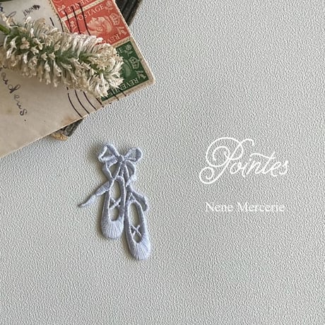 バレエシューズ/ブルー/刺繍アイロンワッペン