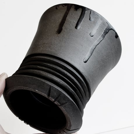 ＜ceramic pot ＞LOOP  Matt black type +drip_HY05