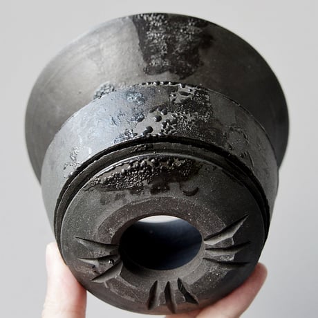 ＜ceramic pot ＞ GRAFFITI  Matt Black type_GA01
