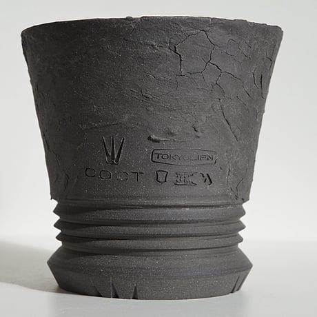 ＜ceramic pot ＞LOOP  Matt Gray type + crack_LY01