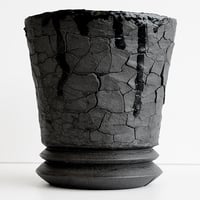 ＜ceramic pot ＞LOOP  Matt Gray type + crack+ drip_HY03