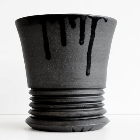 ＜ceramic pot ＞LOOP  Matt black type +drip_HY05
