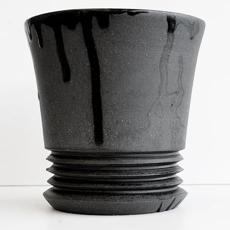 ＜ceramic pot ＞LOOP  black type +drip_HY04