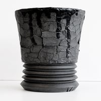 ＜ceramic pot ＞LOOP  Matt Gray type + crack+ drip_HY02