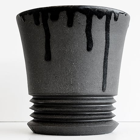 ＜ceramic pot ＞LOOP  black type +drip_HY04