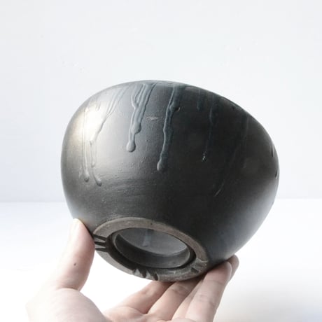 <ceramic pot ＞ SHARP EDGE  Matt Black type+drip_B03