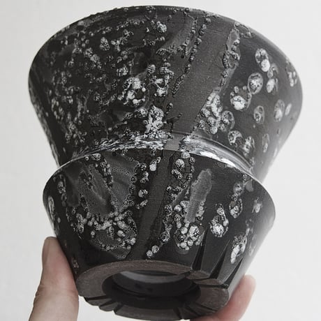 ＜ceramic pot ＞√ROOT MattBlack+W type_UK04