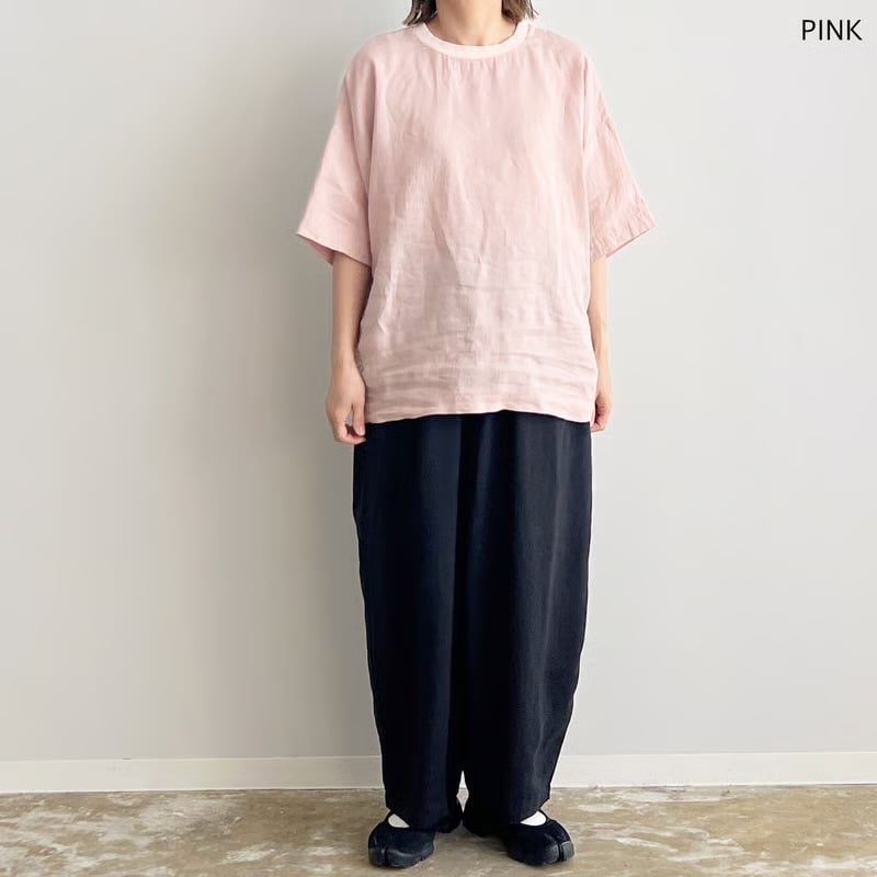 HARVESTY ハーベスティ　リネン半袖プルオーバー　Tシャツ　ピンク HARVESTY｜リネン半袖プルオーバー - 趣佳(シュカ) | キナリノモール