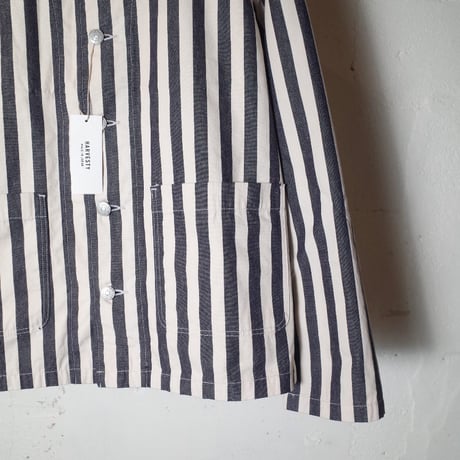 HARVESTY ハーベスティ"COLLARLESS ATELIER JACKET STRIPE＂アトリエジャケット