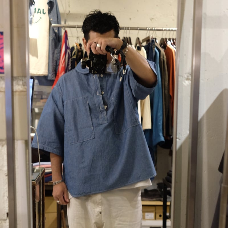 トップス ORDINARY FITS CHAMBRAY PULLOVER SHIRTS CHAMBRAY SHORT SLEEVE PULLOVER SHIRTS - ORDINARY FITS