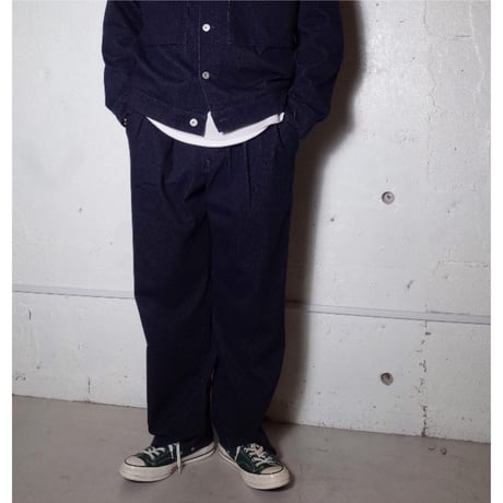 CURLY カーリー "INDIGO 2TUCK WIDE EZ SLACKS “ONE WASHED”