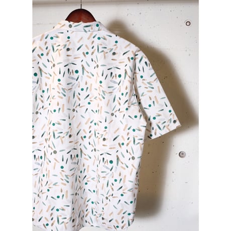 CURLY カーリー "TRICOT PRINT OPEN COLLAR SHIRT -setouchi olives-"