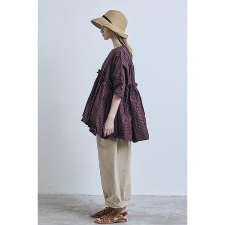 (g) グラム "CHECK GATHER TUNIC"