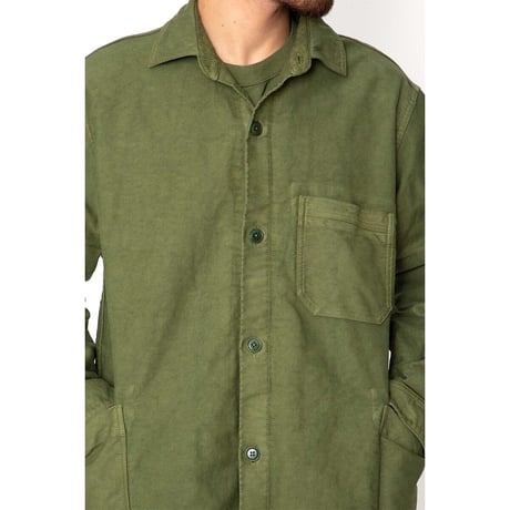 hobo ホーボー "ARTISAN SHIRT JACKET COTTON MOLESKIN MALUBERRY LEAF DYED"
