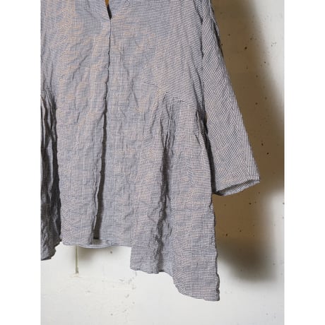 (g) グラム "STRIPE & CHECK SKIPPER GATHER TUNIC"