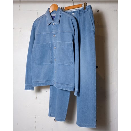 CURLY カーリー "DENIM 2TUCK WIDE EZ SLACKS -used washed-"デニム