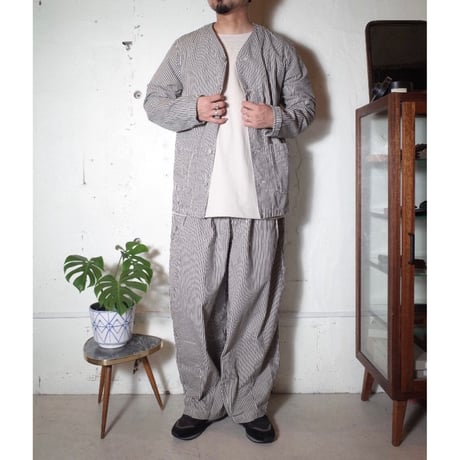 HARVESTY ハーベスティ"COLLARLESS ATELIER JACKET STRIPE＂アトリエジャケット