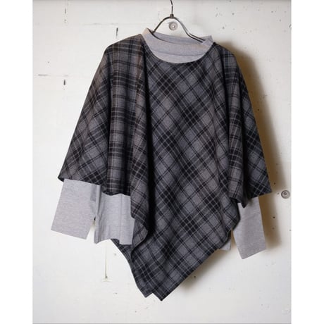 (g) グラム "TARTAN CHECK WOOL PONCHO" タータンチェックウールポンチョ