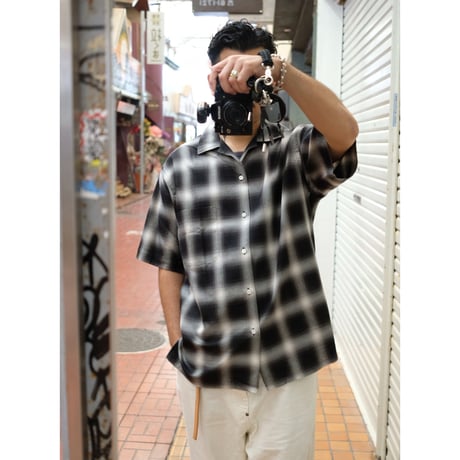 A VONTADE アボンタージ "Open Collar Shirts SS -Cotton/Rayon Shadow Check-"