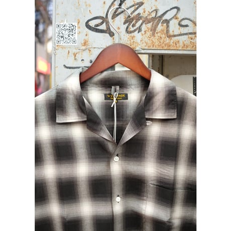 A VONTADE アボンタージ "Open Collar Shirts SS -Cotton/Rayon Shadow Check-"