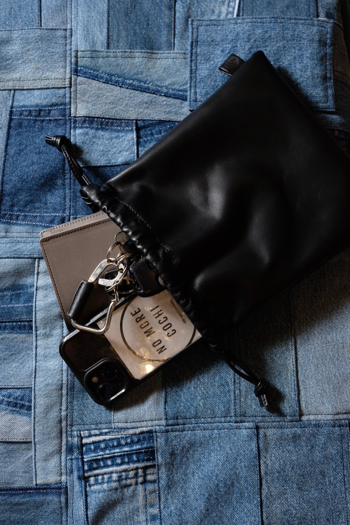 巾着　牛革 And A アンドエー / FINE LEATHER DRAWSTRING BAG【S】牛革巾