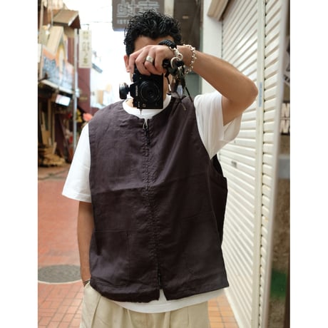 HARVESTY ハーベスティ"LINEN CANVAS ZIP VEST"